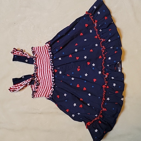 2T 4th of July Red White Blue Dress Patriotic Seersucker Top - Picture 5 of 6